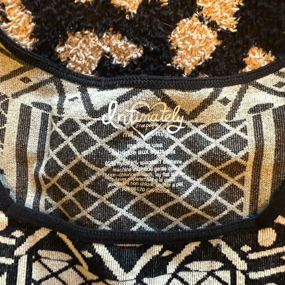 Free People Geometric Black and Tan Mini Dress